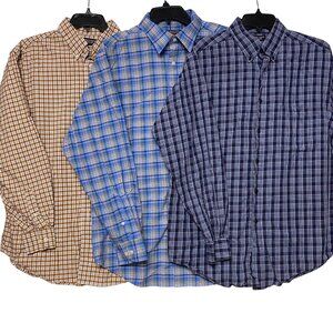 Roundtree & Yorke Mens Long‎ Sleeve Button-Down Plaid Shirts 3 Pack L